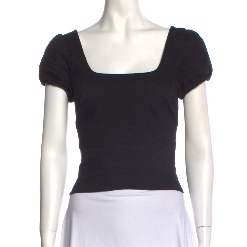 MIAOU Square neck puff sleeve top